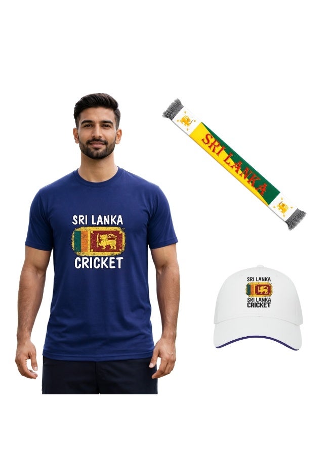 Sri Lanka Unisex Sports Jersey T-Shirt Set-Sri Lanka Sports Fan Jersey T-Shirt,Cap,Scarf-Gift Set For Sports Events,Matches - Image 1